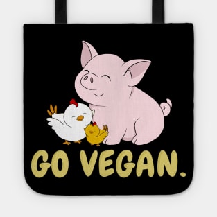 Go Vegan Cute Pig And Chicken 3 Tote