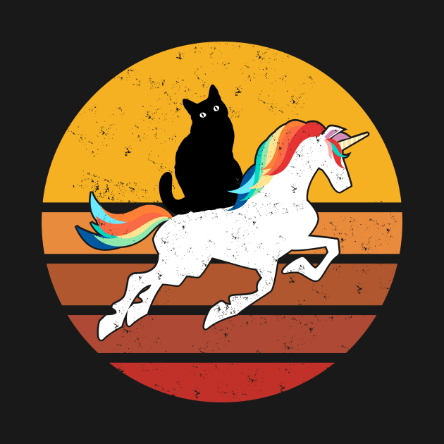 Black cat riding unicorn by CozySkull