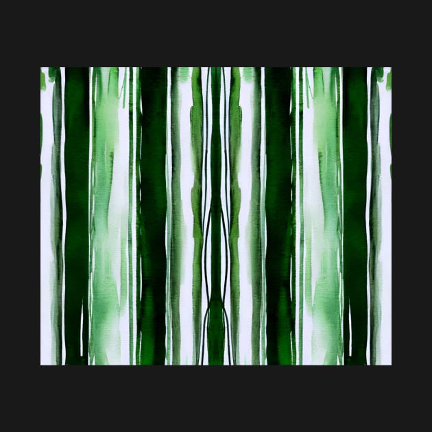 Green And White Vertical Striped - Dark Forest Green Aesthetic Lines by BubbleMench