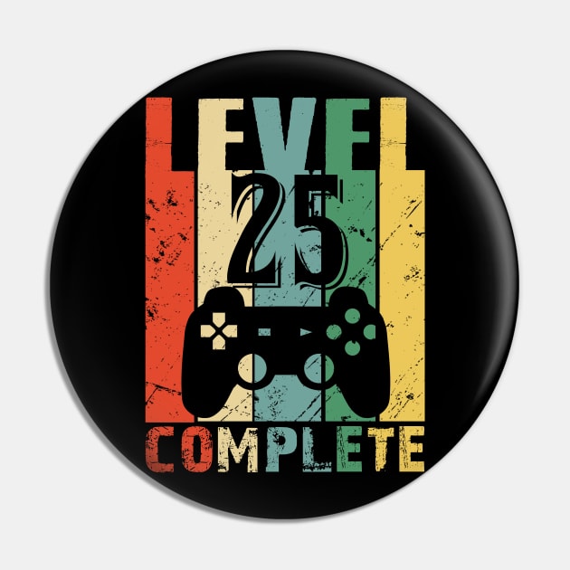 Vintage 25th Wedding Anniversary Level 25 Complete Funny Video Gamer Birthday Gift Ideas Pin by smtworld