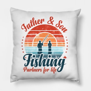 Fisherman Dad and Daughter Fishing Partners For Life Pillow