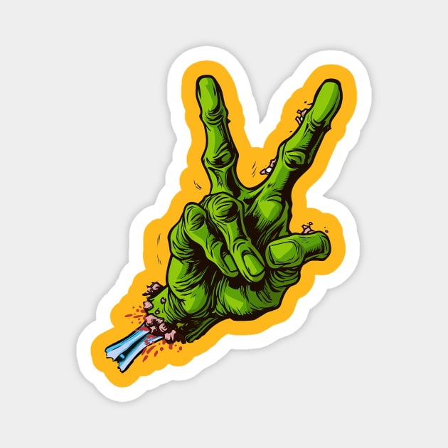 Zombie Hand Giving Peace Sign Magnet by DavidLoblaw