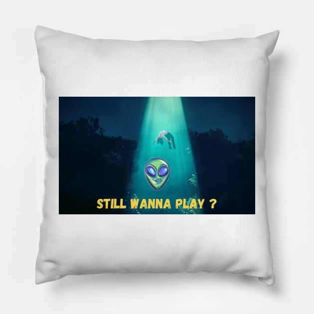 alien invasion 2 Pillow by Designed-clothing