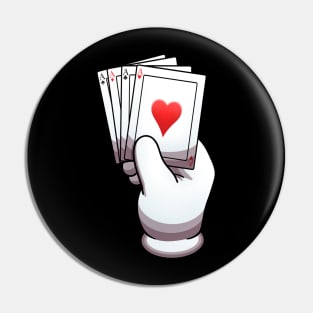 Cartoon Hand With Glove Holding Pack Of Cards Pin