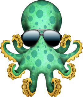 Cute Green Baby Octopus Wearing Sunglasses Magnet