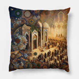 Islamic Grandeur Unveiled: Timeless Art, Floral Motifs, and Vibrant Ornaments Pillow