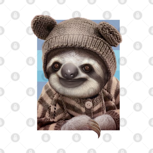 baby sloth wearing sweater by ADAMLAWLESS