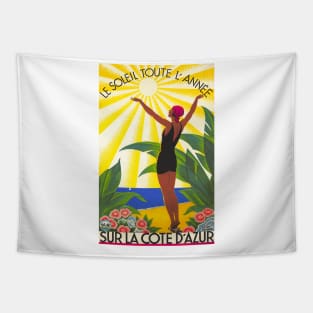 La Cote d'Azur (French Riviera) Vintage Travel Poster Tapestry