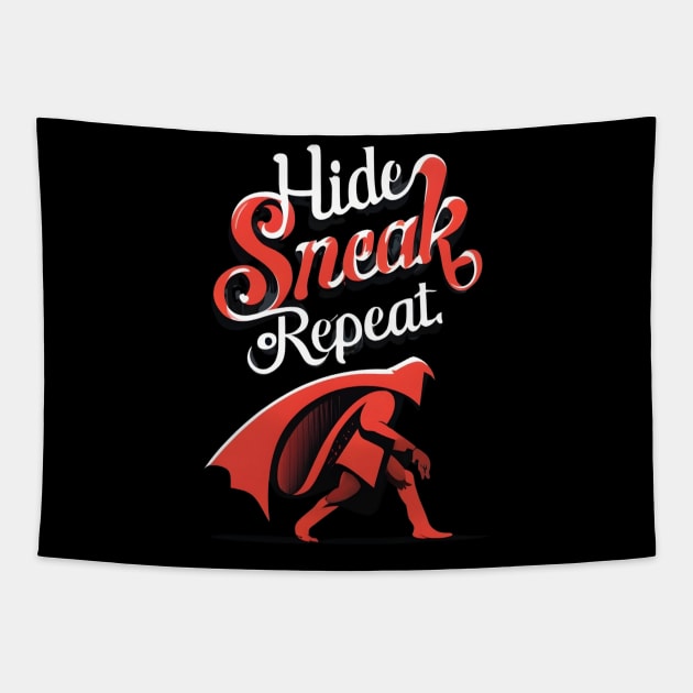 Hide, Sneak, Repeat - Black - Funny RPG Tapestry by Fenay-Designs