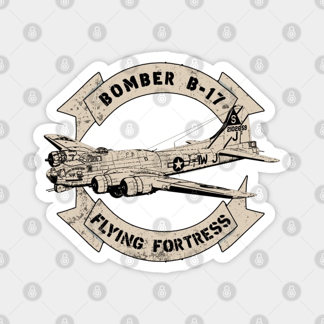 B-17 Flying Fortress Bomber WW2 Airplane Magnet by Jose Luiz Filho