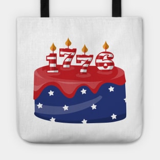 4th of July Happy Birthday America cake American Flag Gift Tote