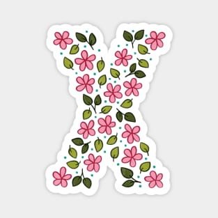 Floral Monogram Letter X Magnet