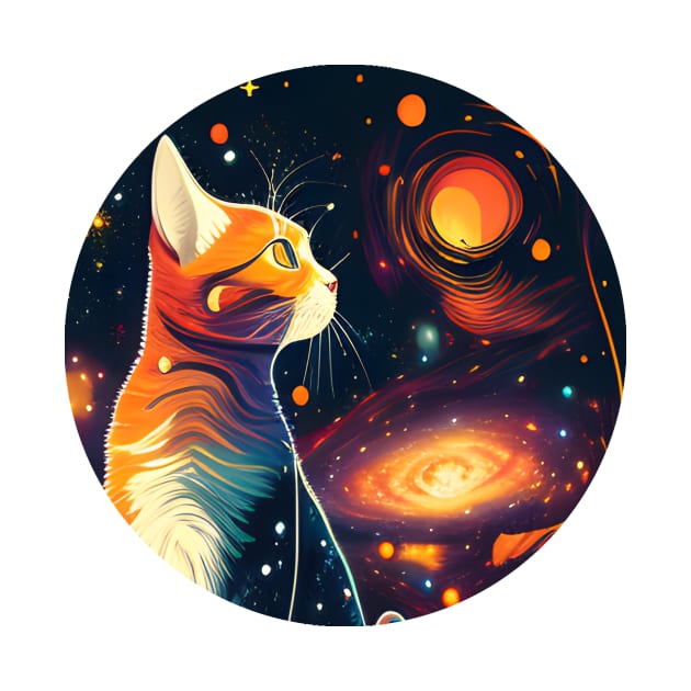 Kitty Looking Stars - Infinite Night - Beautiful Moon by WilliamHoraceBatezell