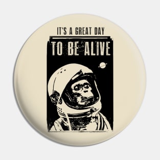 Monkey Astronaut Typography Funny Design Pin