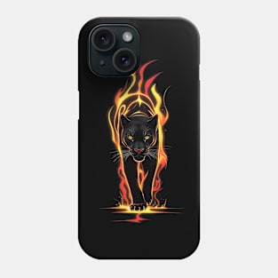 Ethereal Blaze: Minimalistic Black Panther Fire Art Phone Case