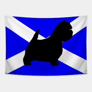 west highland white terrier silhouette on flag Tapestry