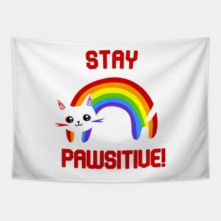 Stay PAWsitive! Motivational Tapestry