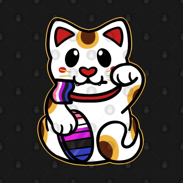 LGBTQ+ Pride Lucky Cat - Genderfluid by leashonlife