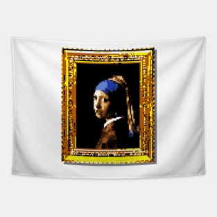 8-Bit Girl with a Pearl Earring Tapestry