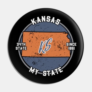 Kansas My State Patriot State Tourist Gift Pin