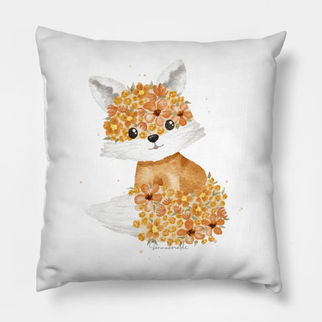 Floral fox Pillow by sannadorable