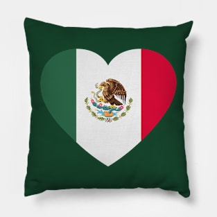 I Love Mexico // Heart-Shaped Mexican Flag Pillow