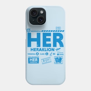 Vintage Heraklion HER Airport Code Travel Day Retro Travel Tag Crete Greece Phone Case