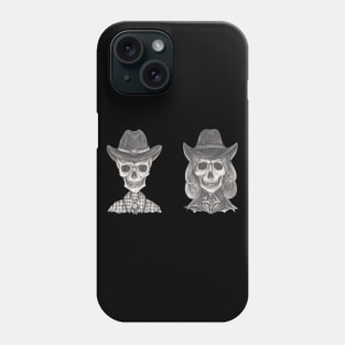 Fancy couple cowboy and cowgirl skull. Phone Case