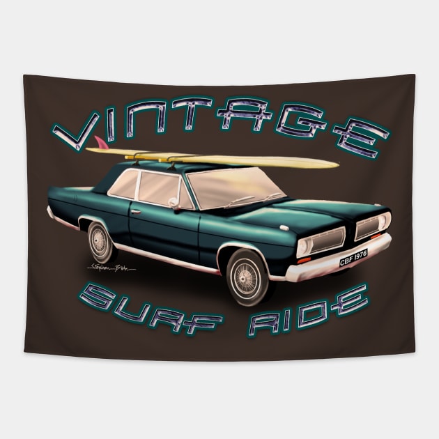 Vintage Surf Ride Valiant Tapestry by StephenBibbArt