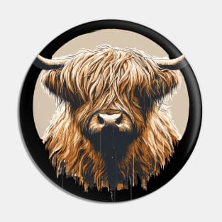 Funny vintage scottish highland cow heilan coo Pin