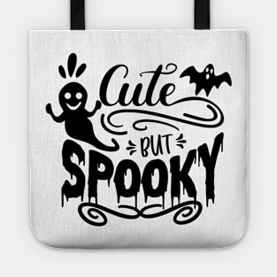 halloween cute but spooky text art design Tote