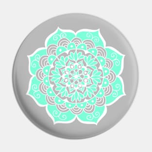 Pastel Green and Grey Mandala Pin