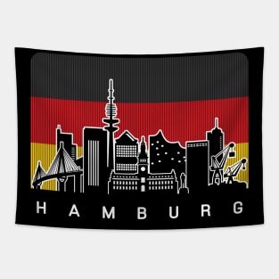 Hamburg Germany Skyline German Flag Tapestry