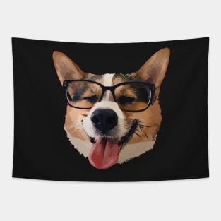 Corgi Dog with Glasses Tapestry