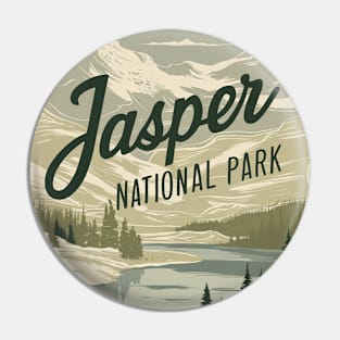 Jasper National Park Vintage Illustration Pin