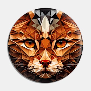 Triangle Cat - Abstract polygon animal face staring Pin