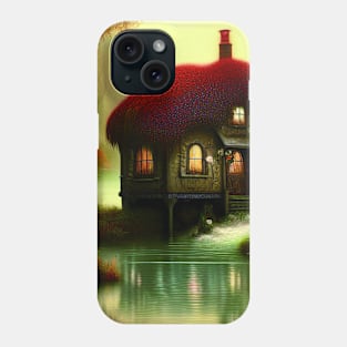 Sparkling Fantasy Cottage with Lights and Glitter Background in Forest, Scenery Nature Phone Case