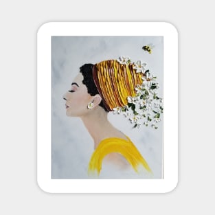 Bee Hive Textured Portrait with Daisys Magnet