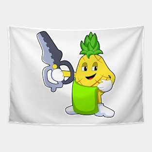 Pineapple as Hairdresser with Scissors & Razor Tapestry