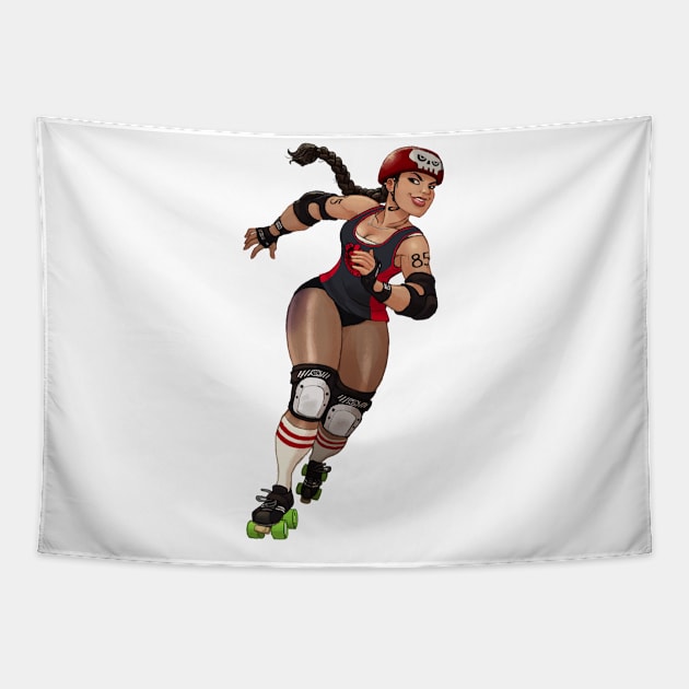 Seoul Stealer - roller derby star Tapestry by mdashow