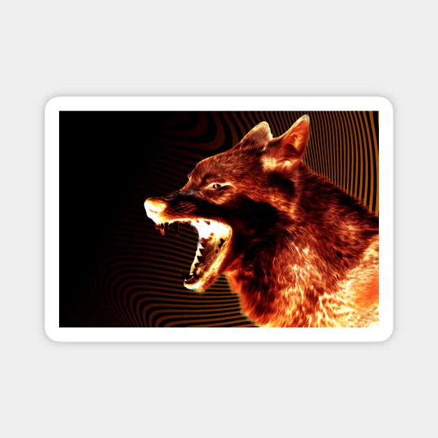 Fire Wolf Magnet by lkr_rath