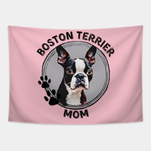 Boston Terrier Dog Mom Dog Breed Portrait Tapestry