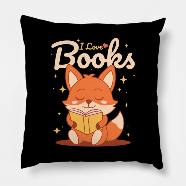 Book Lover Fox Pillow by JS Arts