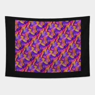 Hand Painted Purple, Pink and Orange Abstract Curves Pattern Tapestry