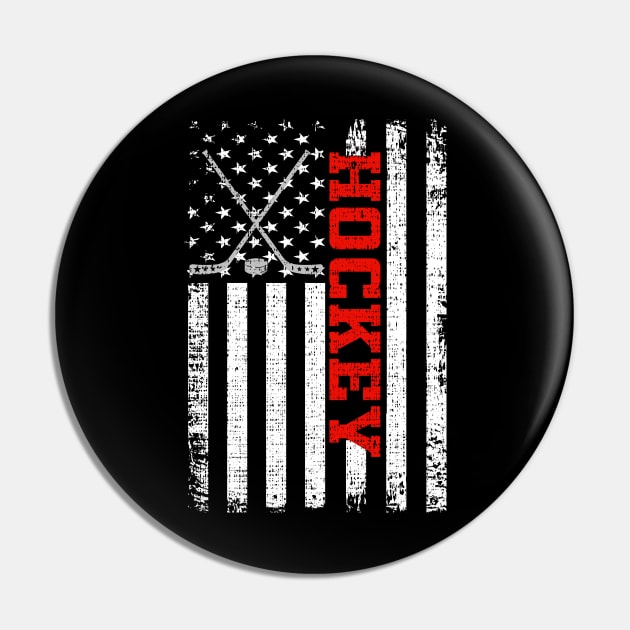 Hockey American Flag Patriotic Gift Pin by DragonTees