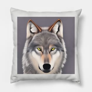 Wolf Face Illustrated In Pastels Pillow