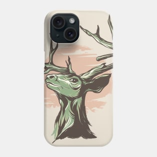 deer head with big horns Phone Case