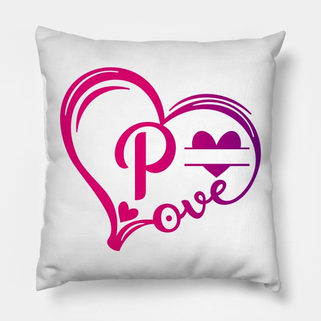 letter p monogram in the shape of love Pillow by Candy Store