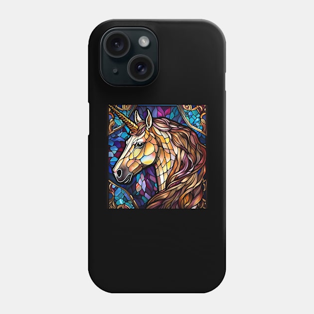 Stained Glass Golden Unicorn Phone Case by Chance Two Designs