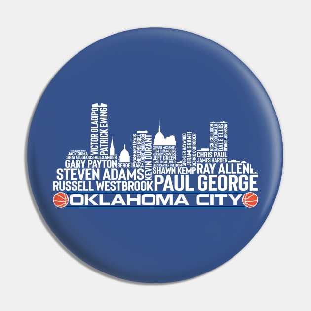 Oklahoma City Basketball Team All Time Legends, Detroit City Skyline Pin by Legend Skyline